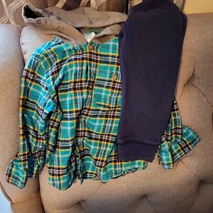 Carter's Plaid Flannel button up with Hoodie